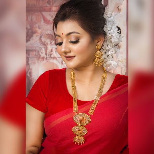 Golden Elegance Long Necklace Set