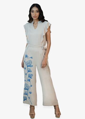 HAZEL Floral Printed Jumpsuit With Ruffle Sleeve