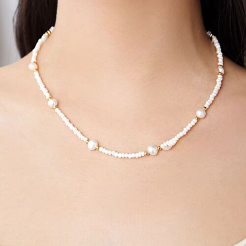Golden Harmony Natural Freshwater Pearl 14K Gold Filled Necklace