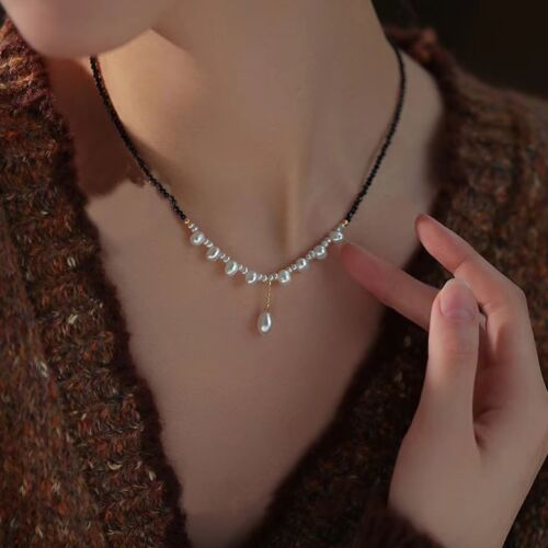 Midnight Blossom Black Spinel & Freshwater Pearl Necklace