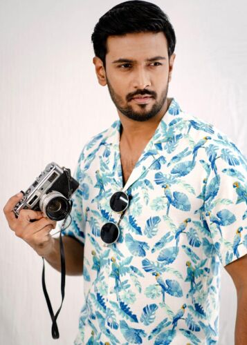 PIRATE Cuban Collar Floral Print Shirt with Relaxed Drop Shoulder Sleeves