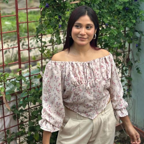 Tie Front Floral Printed Full Sleeve Summer Top - Pink