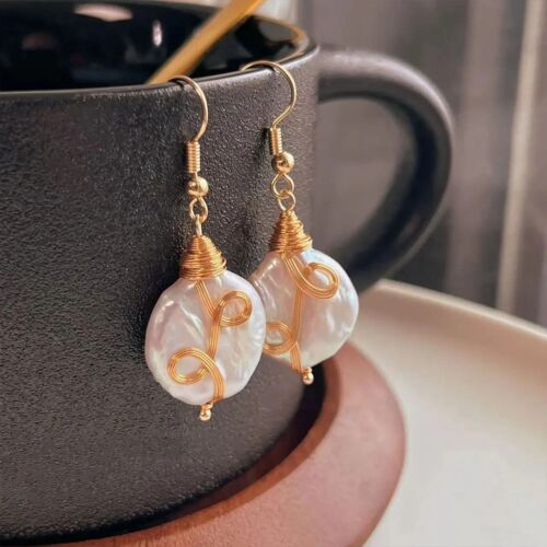 Golden Embrace Natural Baroque Pearl 925 Sterling Silver Earrings