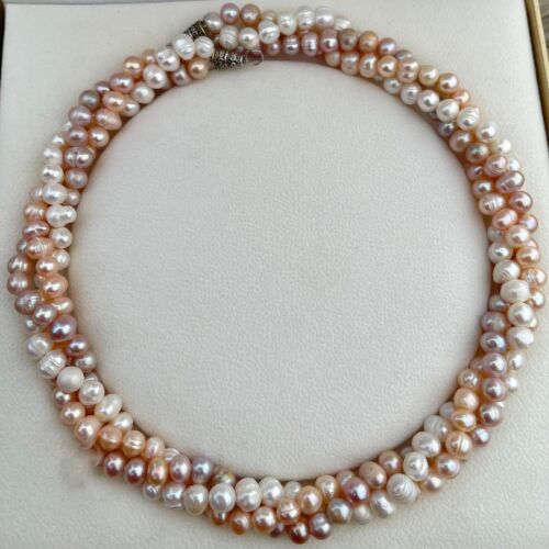 Pastel Harmony  Triple-Twist Baroque Pearl Necklace