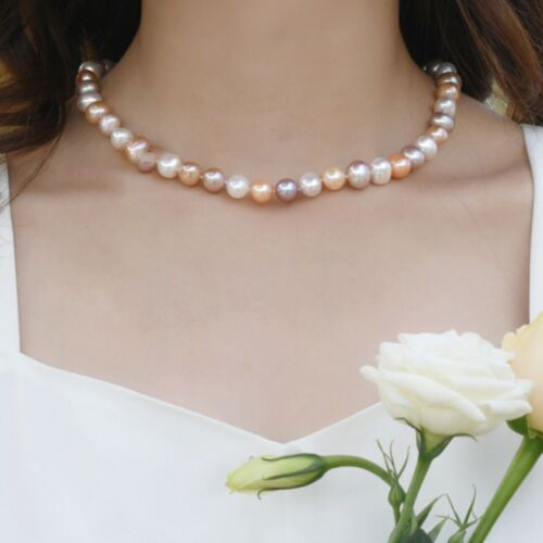Pure Radiance Freshwater Pearl Necklace with Sterling Silver Clasp-Multi