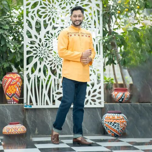Rang Bang: Saffron Serenity Cotton Kurta
