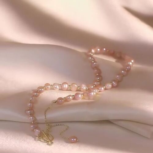 Rosewater Bliss Natural Baroque Pink Freshwater Pearl 14K Gold Filled Chain Necklace