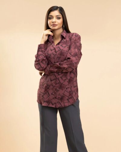 IZAVA Printed Shirt Wine