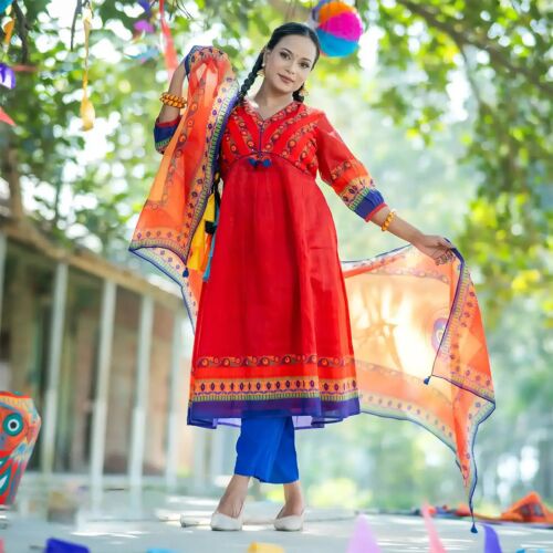 Rang Bang: Radiant Bloom Cotton Stitched Dress