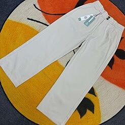 Twill Gabardine Wide Leg Pants - Off White