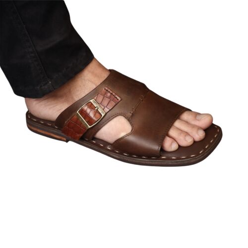 Premium Sandals Side Buckle Adilate  Brown 