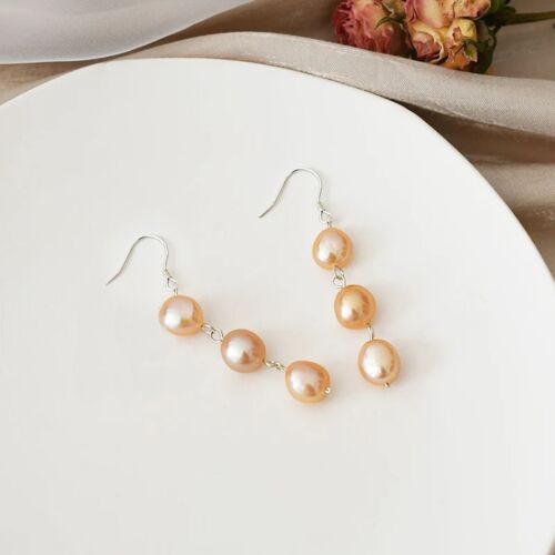 Elegance in Motion Natural Baroque Pearl Earrings-PINK