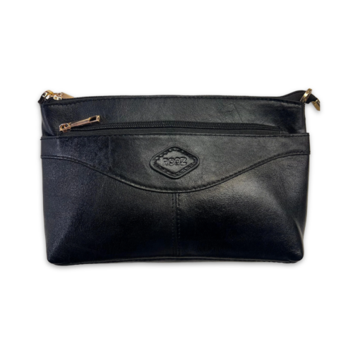 The Sculpted Leather Essentials Pouch-Black