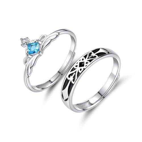 "Couple Ring-ST-925 WT- 5A 3R"