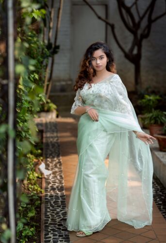 Green Moslin Karchupi Saree