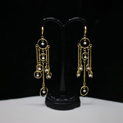 Golden Cascade Exclusive Pearl Earrings