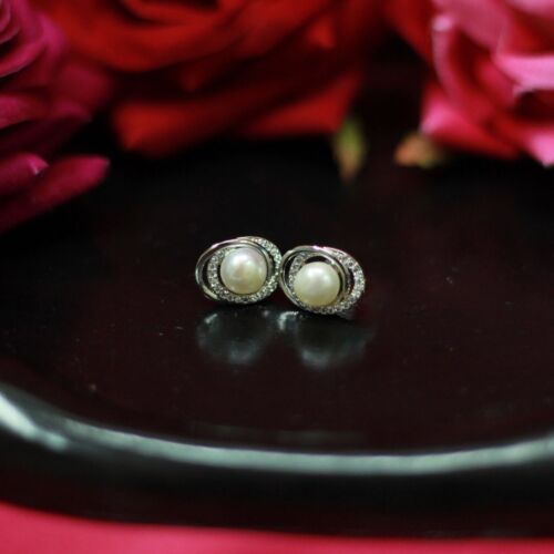 Celestial Glow Graceful Round Pearl Earrings