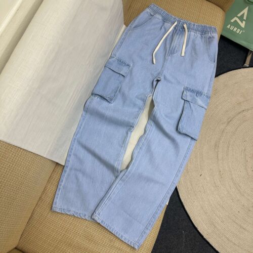 Denim Cargo Joggers -Sky Blue-28