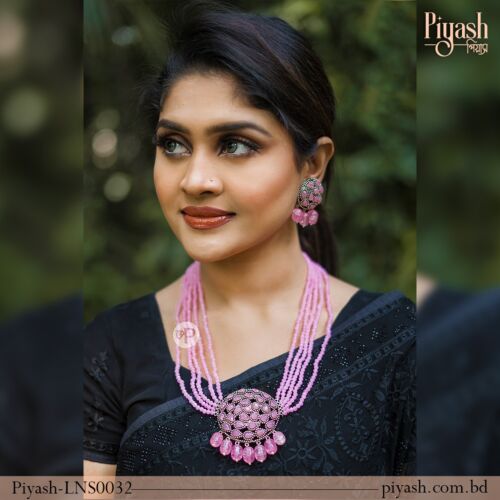 Blush Cascade Long Necklace Set