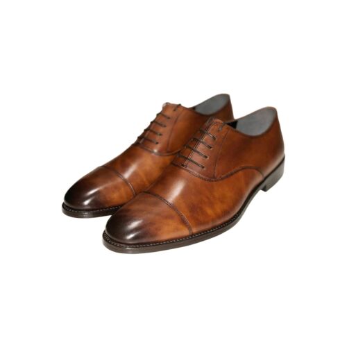 Antique Cap Toe Oxford-Brown with Uneven Antique Finishing-40