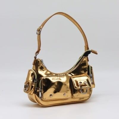 Urban Luxe Multi-Pocket Shoulder Bag-Beige Glossy