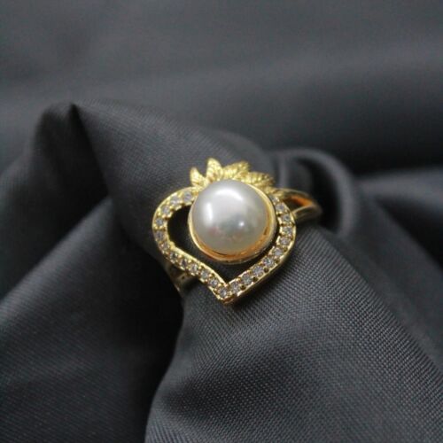 Golden Heart Pearl Ring