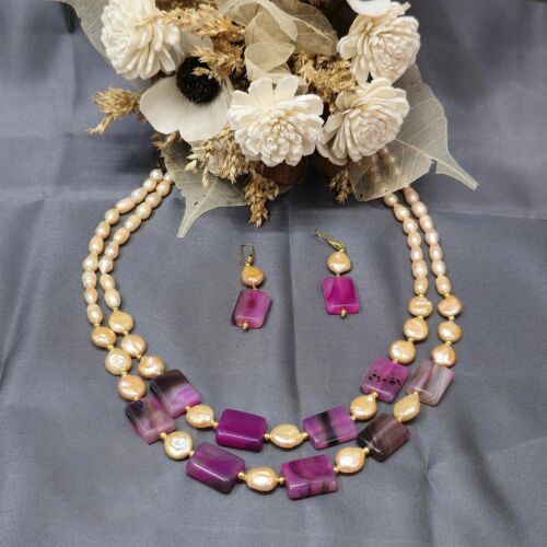 Rubi Radiance Two-Layer Gemstone & Freshwater Pearl Necklace Set