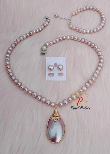 Lavender Majesty - Royal Purple Pearl Pendant Set