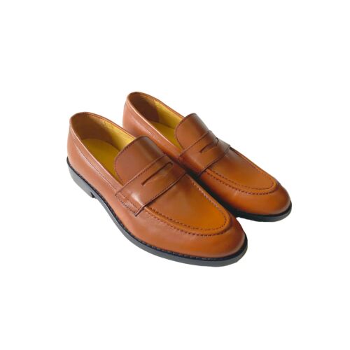 LEATHER PENNY LOAFER-Tan-44