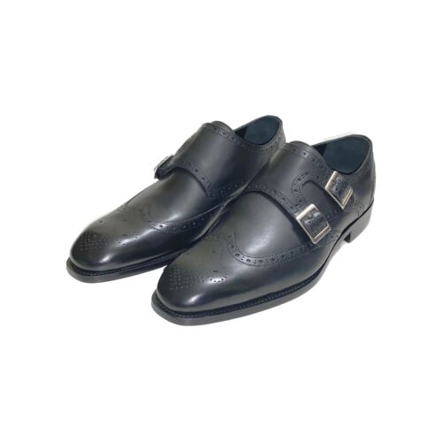 Wing Tip Brogue Double Monks-Black-44