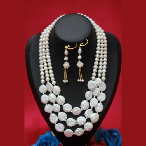 Pearl Majesty Triple Layer Coin & Freshwater Pearl Set