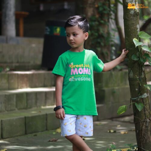 Good Job mom Green Half T-Shirt