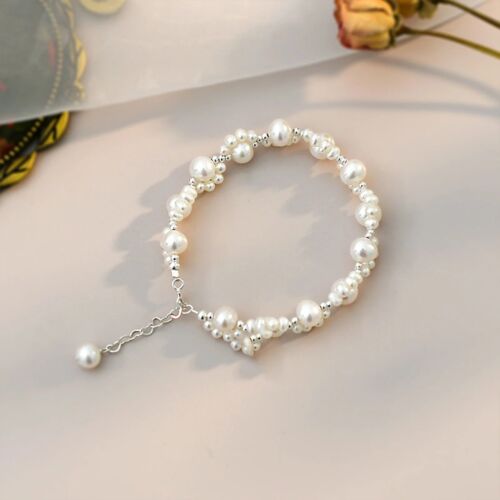 Glimmering Radiance" Natural Freshwater Pearl Cat's Claw Braided Bracelet