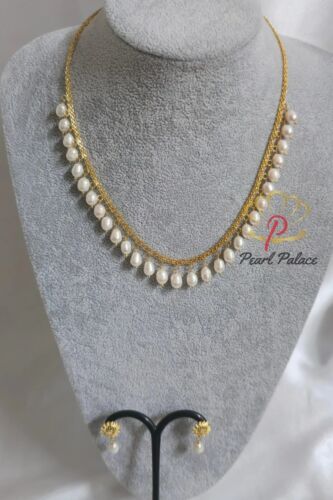 Golden Mist – Delicate Freshwater  Pearl Necklace Set
