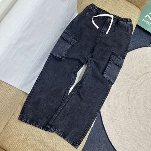 Denim Cargo Joggers -Black-30