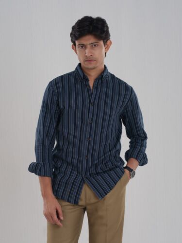 Midnight Harbor Pinstripe Cotton Shirt