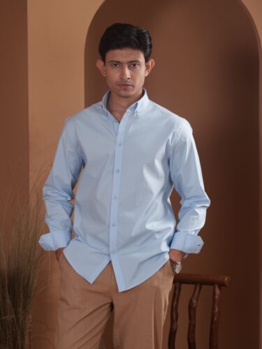 Skyline Blue – Premium Solid Cotton Shirt