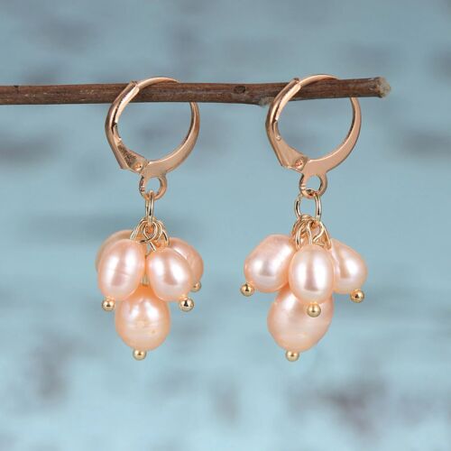 Petal Pearl Drops Earrings-PINK