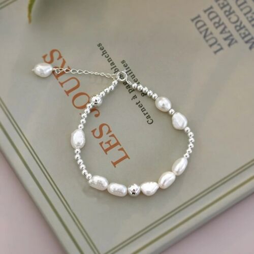 Golden Elegance" Baroque Pearl and Sterling Silver Bracelet