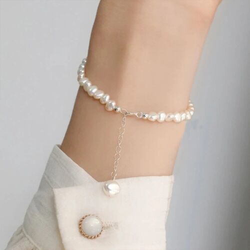 Timeless Elegance" Natural Freshwater Pearl Beaded Bracelet