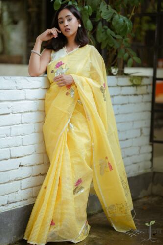 Mint Elegance Saree-Yellow