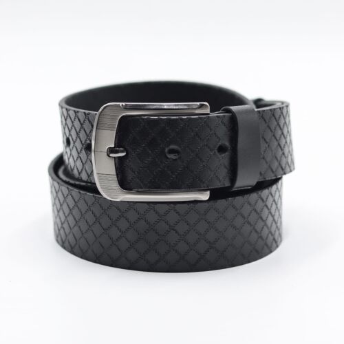 Heron Black Quilted Leather Belt