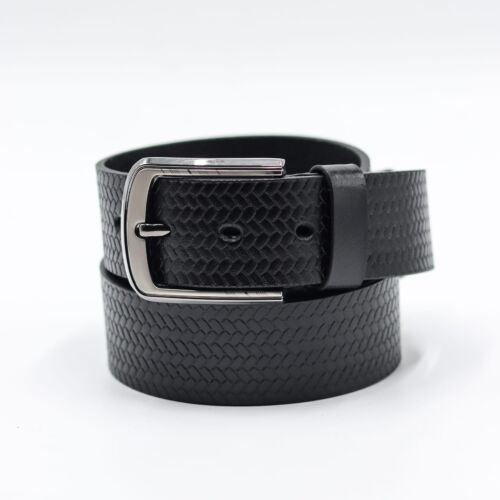 Heron Black Snakeskin Textured Leather Belt