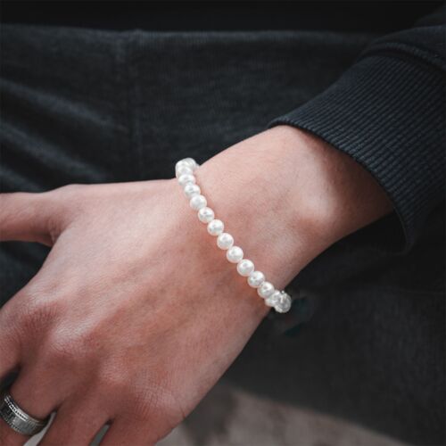 Classic Elegance White Pearl Bracelet for Men