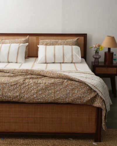 Handblock Printed Quilt, Bedsheet & Pillow Covers Set - Donna