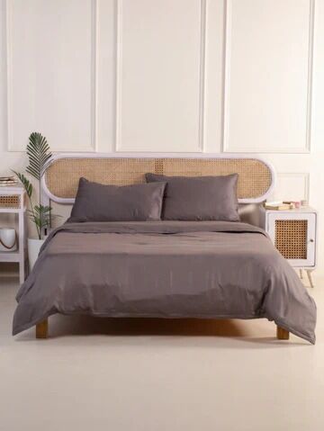 300 TC Quilt Cover, Bedsheet & Pillow covers Set - Ash Grey - 100% Cotton Sateen