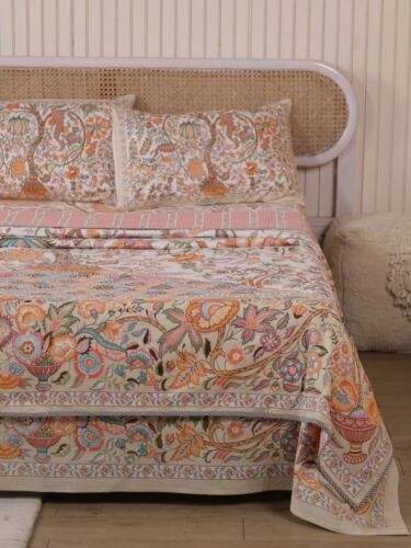 King Size Katha - Red Tree of Life - Cream