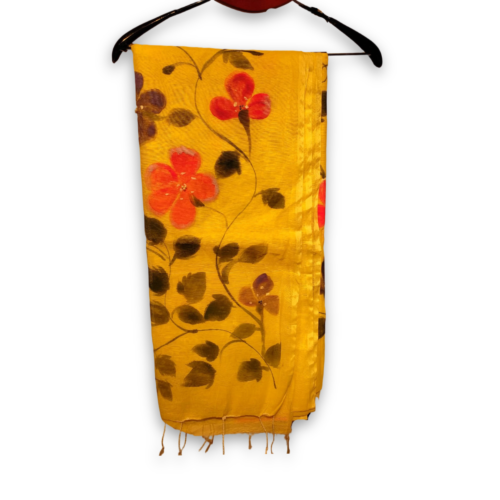 yellow Blossom Semi Muslin (HP) Sharee