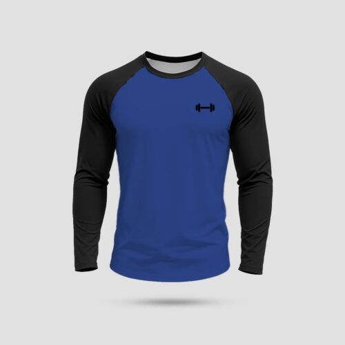 Slim-Fit Athletic Long Sleeve T-Shirt Blue and black