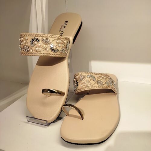 Golden Blossom Flat Sandals